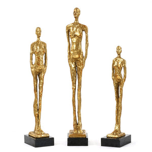 Cast Iron Figure Sculptures with Gold Leaf – Set of 3 | MilesCollection | Villa & House