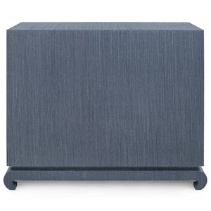 Large 4-Drawer Lacquered Grasscloth Side Table – Navy Blue | Ming Collection | Villa & House