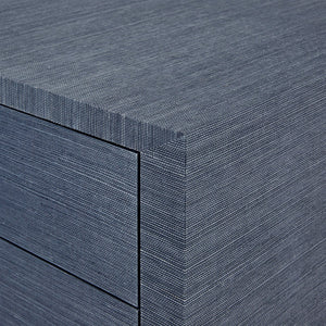 Large 4-Drawer Lacquered Grasscloth Side Table – Navy Blue | Ming Collection | Villa & House