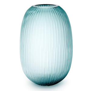Large Hand Cut Ridged Glass Vase – Grey Blue | Moderni Collection | Villa & House