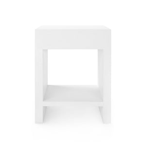 Grasscloth 1-Drawer Side Table in White | Morgan Collection | Villa & House