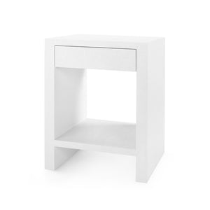 Grasscloth 1-Drawer Side Table in White | Morgan Collection | Villa & House