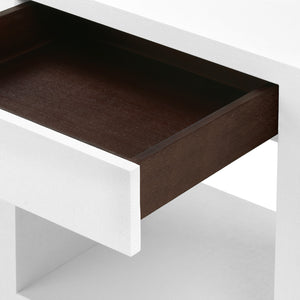 Grasscloth 1-Drawer Side Table in White | Morgan Collection | Villa & House
