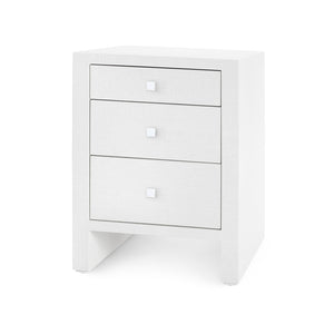 Grasscloth 3-Drawer Side Table in White | Morgan Collection | Villa & House