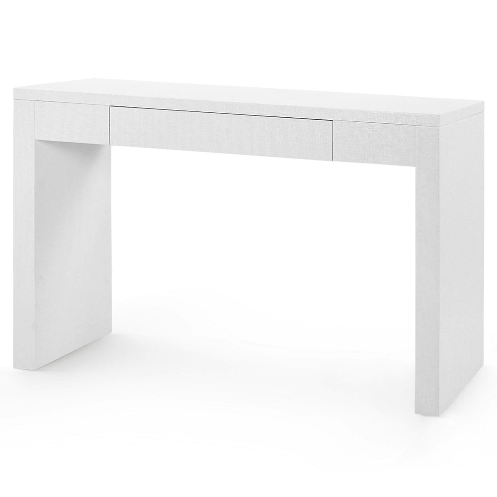 Lacquered Grasscloth Console Table with Drawer – White | Morgan Collection | Villa & House