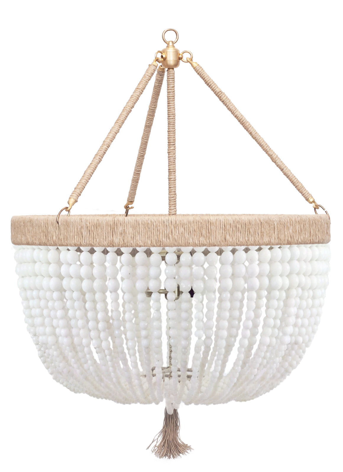 24" Malibu Beaded Chandelier with Arms – Milk Beads