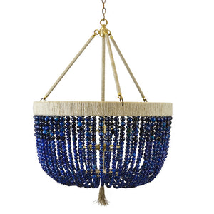 24" Malibu Beaded Chandelier with Arms – Navy Agate Beads