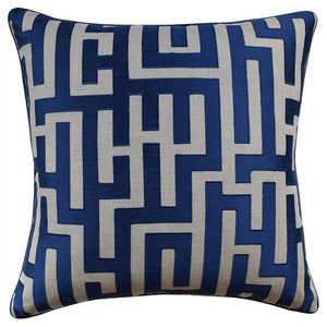Maze Embroidered Pillow – Blue