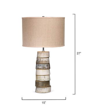 Stacked Horn Discs Table Lamp with Drum Shade – Horn
