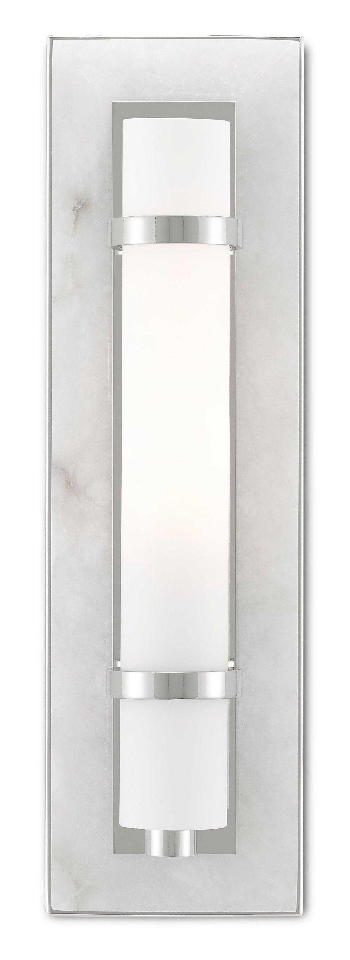 Currey and Company Bruneau Nickel Wall Sconce - Natural Alabaster/Polished Nickel/Opaque/White