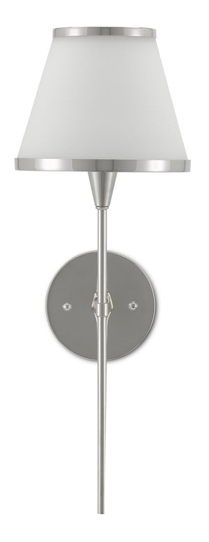 Brimsley Nickel Wall Sconce - Polished Nickel/Opaque Glass