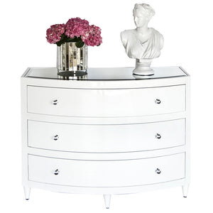Worlds Away Natalie Oak Chest with Mirror Top – White Lacquer