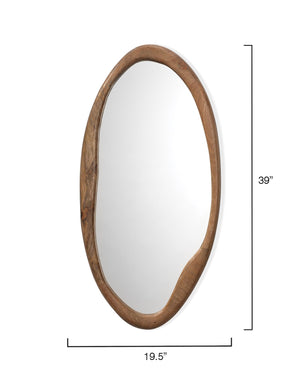 Organic Oval Mirror in Natural Wood