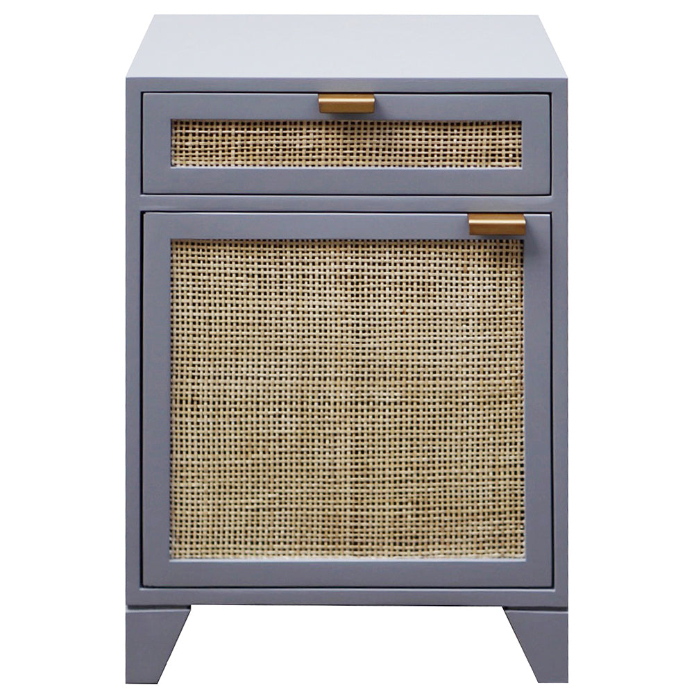 Worlds Away Nell Cane Nightstand – Grey Lacquer