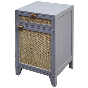 Worlds Away Nell Cane Nightstand – Grey Lacquer