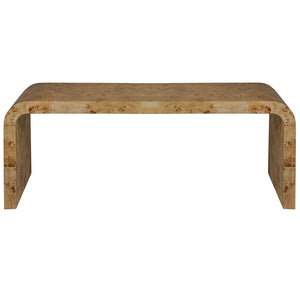 Worlds Away Newbury Waterfall Coffee Table – Light Burl Wood