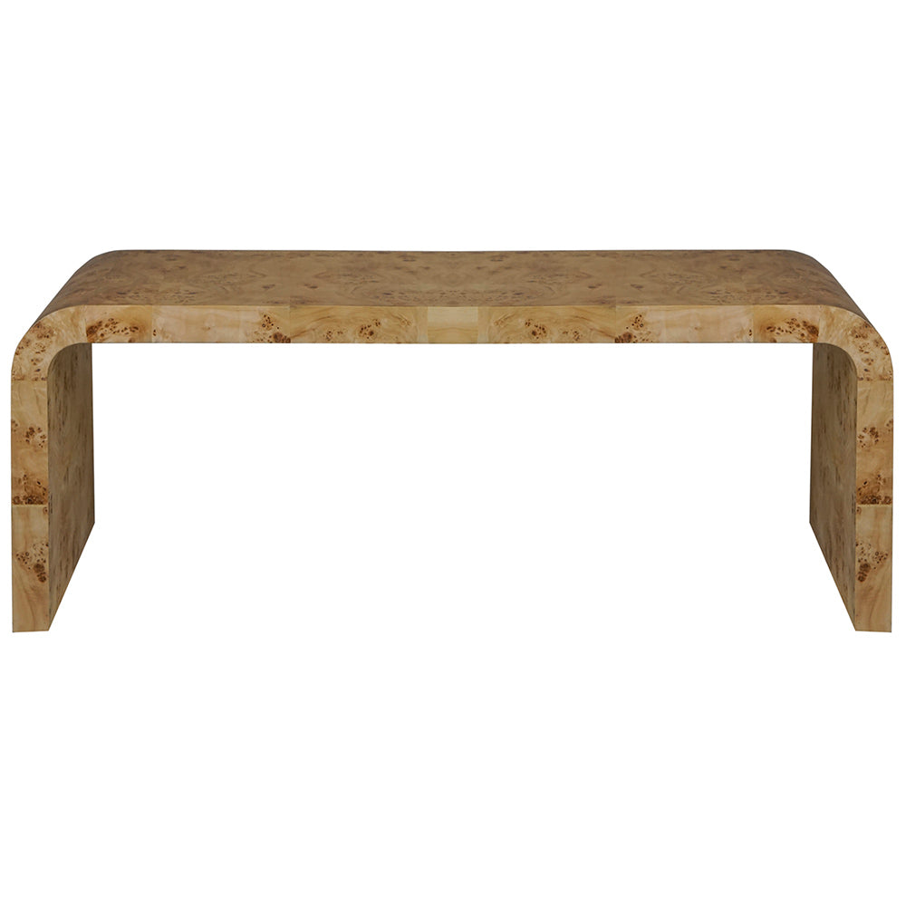 Worlds Away Newbury Waterfall Coffee Table – Light Burl Wood