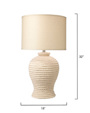 White Rope Urn Table Lamp with Drum Shade