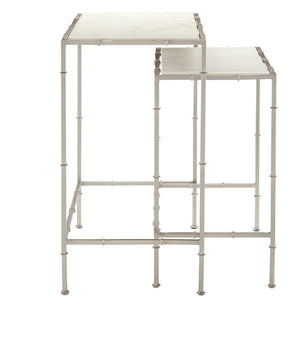 Currey and Company Harte Nesting Table Set of 2 - Nickel/White