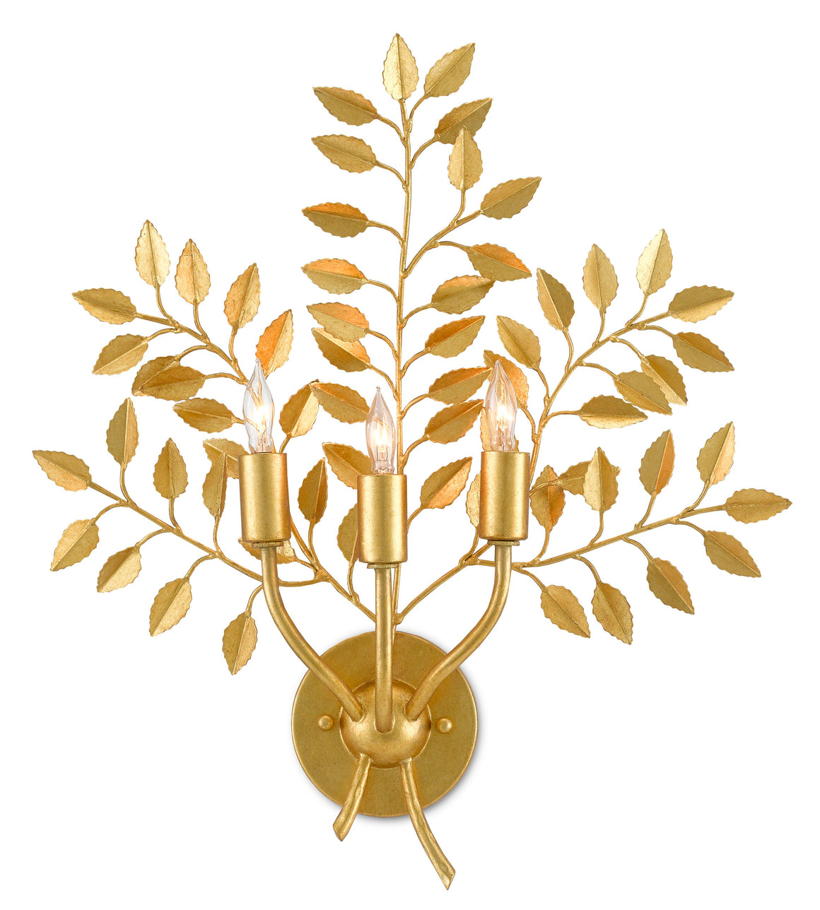 Currey and Company Huckleberry Wall Sconce - Contemporary Gold Leaf