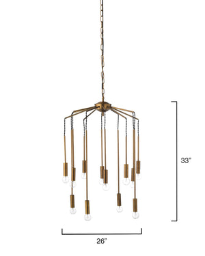 12-Light Modern Cascade Pendant – Antique Brass