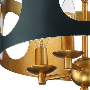 Odelle 4 Light Black & Antique Gold Pendant