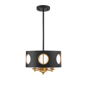 Odelle 4 Light Black & Antique Gold Pendant