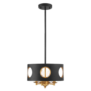 Odelle 4 Light Black & Antique Gold Pendant