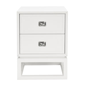 Worlds Away Oliver 2-Drawer Side Table – White Lacquer