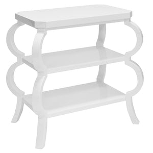 Worlds Away Olive 3 Tier Side Table with Curved Legs  – White