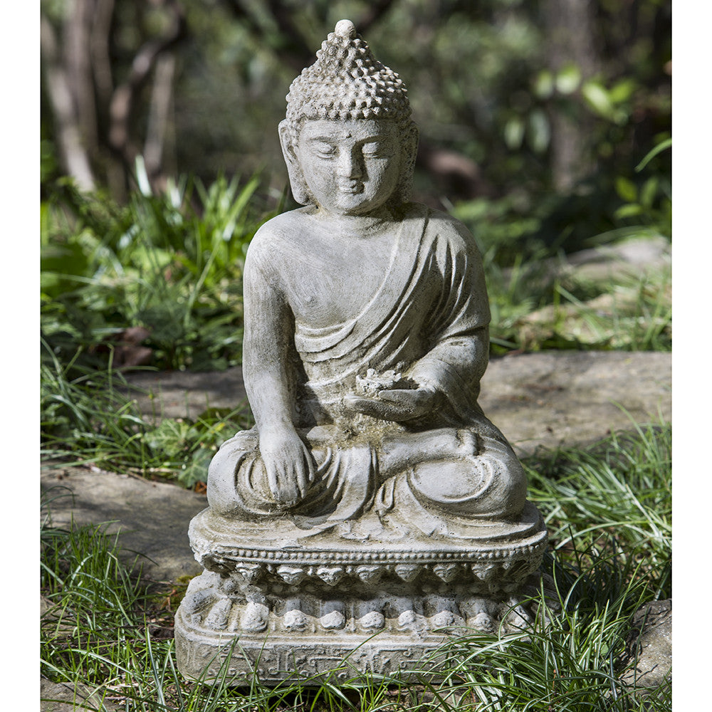 Seated Lotus Buddha Sculpture - Alpine Stone Patina
