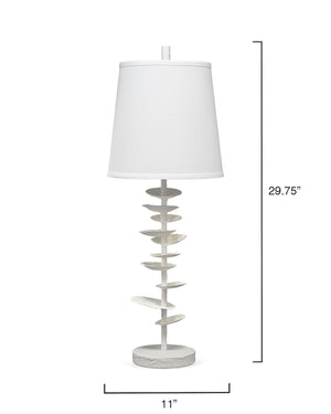 Floating Petals Gesso Table Lamp with Linen Shade