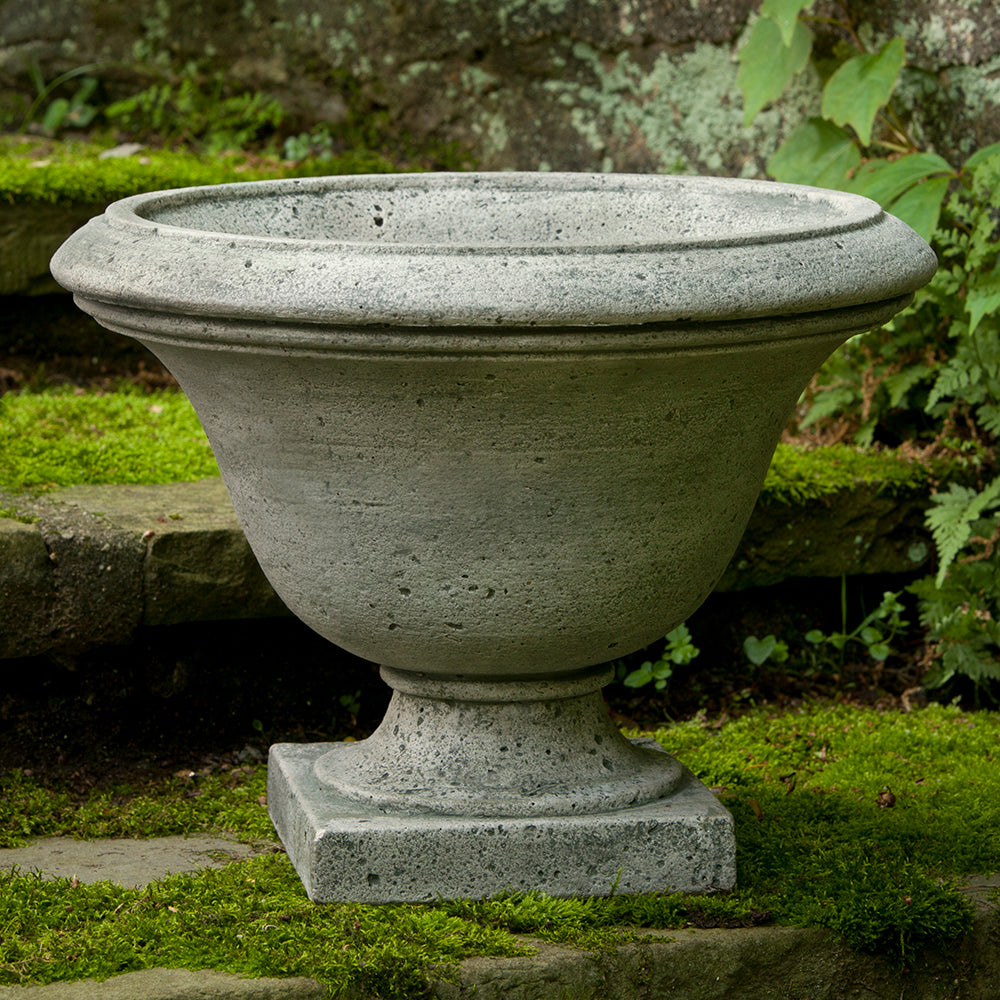 stone planter pot Round Footed Stone Planter - Alpine Stone Patina