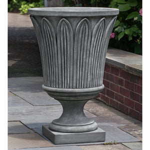 Palm Detail Footed Stone Planter - Alpine Stone Patina