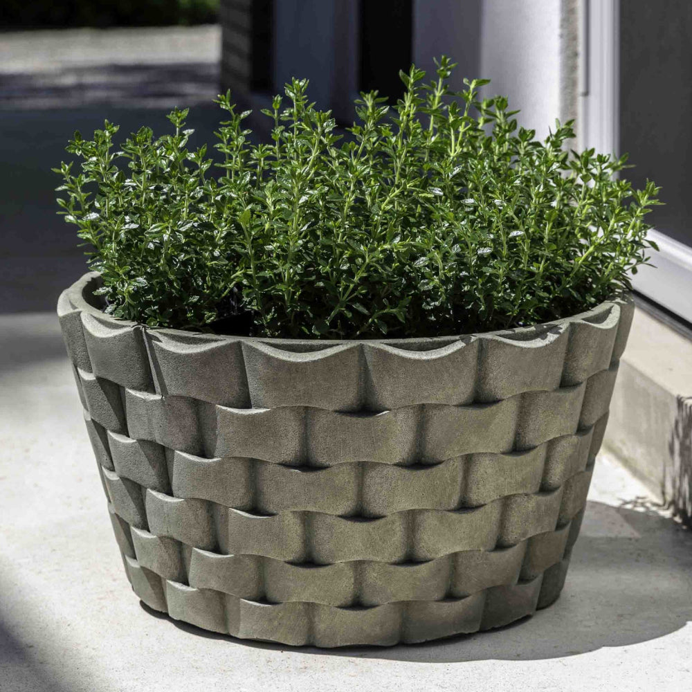 M Weave Low Round Planter - Alpine Stone (14 finishes available)