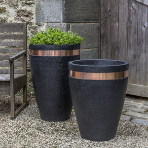 Tall Cast Stone Tapered Planter - Nero Nuovo (Additional Patinas Available)