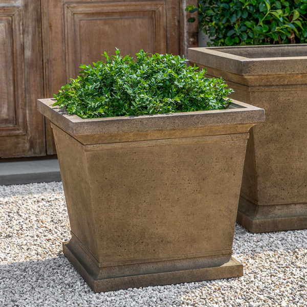 Cast Stone Tapered Square Planter - Aged Limestone (Additional Patinas Available)