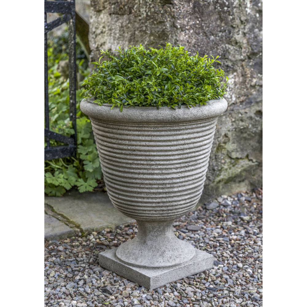 Cast Stone Ribbed Terrace Urn Planter - Alpine Stone (Additional Patinas Available)