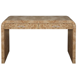 Worlds Away Petra Waterfall Edge 2-Drawer Desk - Burl Wood