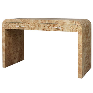 Worlds Away Petra Waterfall Edge 2-Drawer Desk - Burl Wood