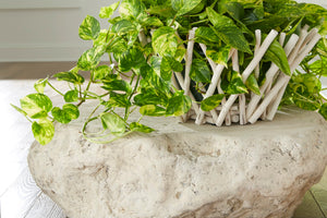 Cast Boulder Coffee Table, Roman Stone, SM