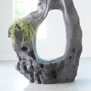 Colossal Cast Stone Sculpture, Single Hole, Charcoal Stone