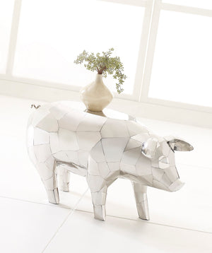 Crazy Cut Babe Pig Side Table, Stainless Steel, Silver