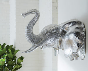 Elephant Wall Art, Resin, Silver Leaf