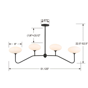 Parker 4 Light Black Forged Linear Chandelier