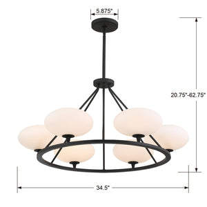 Parker 6 Light Black Forged Chandelier