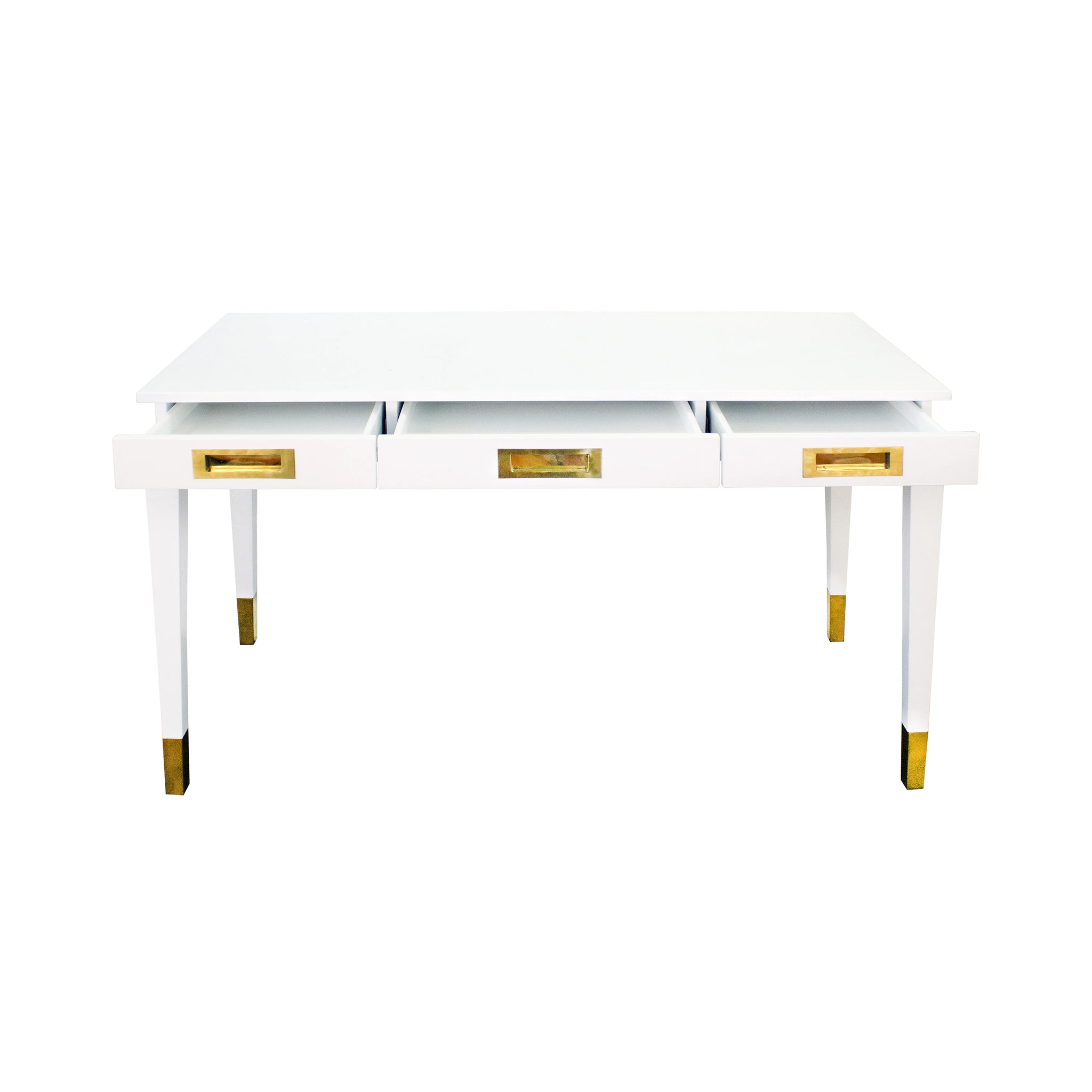 Worlds Away Plato 3 Drawer Desk - White Lacquer