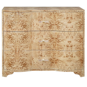 Worlds Away Plymouth 3 Drawer Chest - Burl Wood