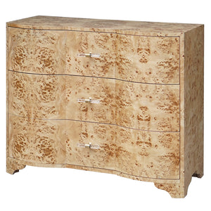 Worlds Away Plymouth 3 Drawer Chest - Burl Wood