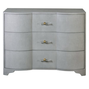 Worlds Away Plymouth 3 Drawer Chest - Grey Grasscloth